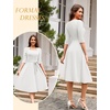 image:imageHomRain Womens Wedding Guest Dresses Elegant ALine Cocktail Formal Graduation Tea Party Modest Church DressWhite