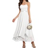 image:imageHomRain Semi Formal Long Dresses for Women Wedding Guest Teen Cocktail Dress VNeck for Prom Graduation Evening GalaWhite