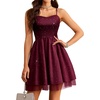 image:imageHomRain Sparkly Sequined Cocktail Dress for Women Spaghetti Strap A Line Homecoming Graduation Dress with Soft Tulle LiningBurgundy