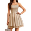 image:imageHomRain Sparkly Sequined Cocktail Dress for Women Spaghetti Strap A Line Homecoming Graduation Dress with Soft Tulle LiningChampagne