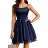 image:imageHomRain Sparkly Sequined Cocktail Dress for Women Spaghetti Strap A Line Homecoming Graduation Dress with Soft Tulle LiningNavy