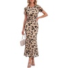 image:imageHomRain Summer Floral Wedding Guest Maxi Dress for Women Short Sleeve Bodycon Mesh Ruched Dresses Elegant Cocktail DressChampagne