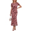image:imageHomRain Summer Floral Wedding Guest Maxi Dress for Women Short Sleeve Bodycon Mesh Ruched Dresses Elegant Cocktail DressDusty Pink