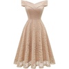 image:imageHomRain Womens Elegant Floral Lace Dress Off The Shoulder High Low Hem Dresses for Wedding for Cocktail for PartyShortchampagne