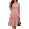 image:imageHomRain Womens Fit and Flare Midi Dress34 Sleeve Modest Church Dress Classy Causal Work Dresses with PocketsBlush