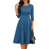image:imageHomRain Womens Fit and Flare Midi Dress34 Sleeve Modest Church Dress Classy Causal Work Dresses with PocketsGreyblue