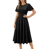 image:imageHomRain Womens Sequin Formal Dresses Wedding Guest Cocktail Party ALine Flare Sleeve GownsBlack