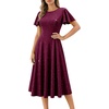 image:imageHomRain Womens Sequin Formal Dresses Wedding Guest Cocktail Party ALine Flare Sleeve GownsBurgundy