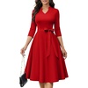 image:imageHomRain Womens Wedding Guest Dresses Elegant ALine Cocktail Formal Graduation Tea Party Modest Church Dress109red