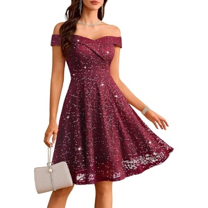 image:imageHomRain Cocktail Dresses for Women Sequin Lace Short Sparkly Semi Formal Elegant Homecoming Wedding Guest Party Prom TeensBurgundy