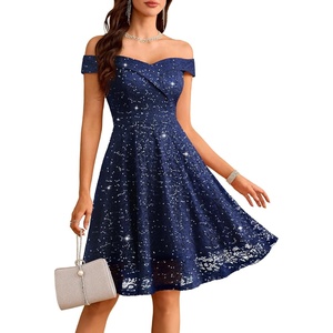 image:imageHomRain Cocktail Dresses for Women Sequin Lace Short Sparkly Semi Formal Elegant Homecoming Wedding Guest Party Prom TeensNavy