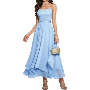 image:imageHomRain Semi Formal Long Dresses for Women Wedding Guest Teen Cocktail Dress VNeck for Prom Graduation Evening GalaBlue