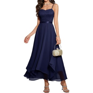 image:imageHomRain Semi Formal Long Dresses for Women Wedding Guest Teen Cocktail Dress VNeck for Prom Graduation Evening GalaNavy
