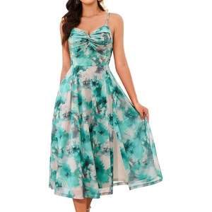 image:imageHomRain Womens Floral Spaghetti Strap Summer Maxi Dress for Wedding Guest Formal Party Brunch Vacation OutfitsGreen Floral