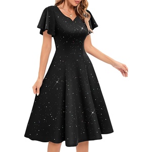 image:imageHomRain Womens Glitter Sparkly Cocktail Dresses Flare and Fit Bridesmaid Dress for Wedding Guest Homecoming Graduation DressSequinblack