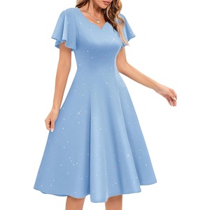 image:imageHomRain Womens Glitter Sparkly Cocktail Dresses Flare and Fit Bridesmaid Dress for Wedding Guest Homecoming Graduation DressSequinblue