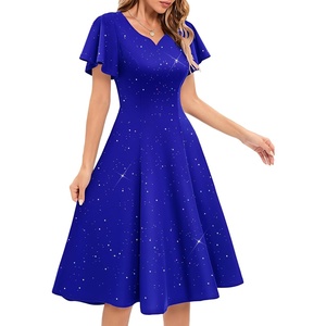 image:imageHomRain Womens Glitter Sparkly Cocktail Dresses Flare and Fit Bridesmaid Dress for Wedding Guest Homecoming Graduation DressSequinroyalblue