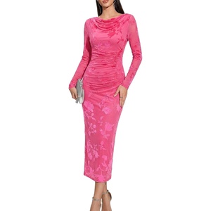 image:imageHomRain Womens Sparkly Mesh Maxi Summer Dress Long Sleeve Bodycon Dresses for Wedding Guest OutfitFloralrose