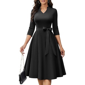 image:imageHomRain Womens Wedding Guest Dresses Elegant ALine Cocktail Formal Graduation Tea Party Modest Church Dress109black