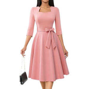 image:imageHomRain Womens Wedding Guest Dresses Elegant ALine Cocktail Formal Graduation Tea Party Modest Church DressBlush
