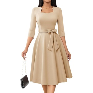 image:imageHomRain Womens Wedding Guest Dresses Elegant ALine Cocktail Formal Graduation Tea Party Modest Church DressChampagne