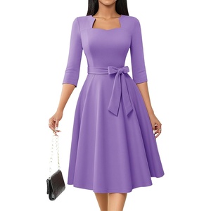 image:imageHomRain Womens Wedding Guest Dresses Elegant ALine Cocktail Formal Graduation Tea Party Modest Church DressLavender
