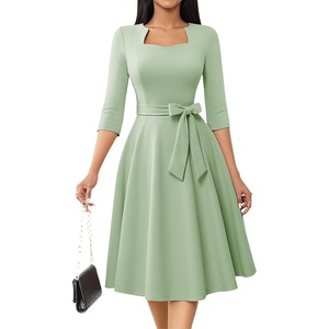 image:imageHomRain Womens Wedding Guest Dresses Elegant ALine Cocktail Formal Graduation Tea Party Modest Church DressLight Green