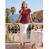 image:imageHomain Womens Summer Sequin Tops Sparkly Cocktail Wedding Guest Party Shirt Pull On Crew Neck Ruffle Sleeve BlousesBurgundy