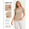 image:imageHomain Womens Summer Sequin Tops Sparkly Cocktail Wedding Guest Party Shirt Pull On Crew Neck Ruffle Sleeve BlousesChampagne