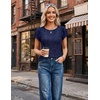 image:imageHomain Womens Summer Sequin Tops Sparkly Cocktail Wedding Guest Party Shirt Pull On Crew Neck Ruffle Sleeve BlousesNavy
