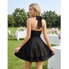 image:imageHomRain Sparkly Halter Cocktail Dresses Sequin A Line Short Party Dress for Homecoming with Layered Ruffle HemBlack