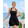 image:imageHomRain Sparkly Halter Cocktail Dresses Sequin A Line Short Party Dress for Homecoming with Layered Ruffle HemBlack