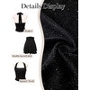 image:imageHomRain Sparkly Halter Cocktail Dresses Sequin A Line Short Party Dress for Homecoming with Layered Ruffle HemBlack