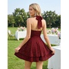 image:imageHomRain Sparkly Halter Cocktail Dresses Sequin A Line Short Party Dress for Homecoming with Layered Ruffle HemBurgundy