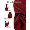 image:imageHomRain Sparkly Halter Cocktail Dresses Sequin A Line Short Party Dress for Homecoming with Layered Ruffle HemBurgundy