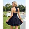 image:imageHomRain Sparkly Halter Cocktail Dresses Sequin A Line Short Party Dress for Homecoming with Layered Ruffle HemNavy