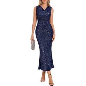 image:imageHomRain Sparkly Cowl Neck Cocktail Dresses for Women Evening Party Sleeveless Summer Formal Wedding Guest DressNavy