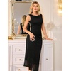 image:imageHomRain Bodycon Ruched Summer Wedding Guest Dresses for Women Sleeveless Midi Sparkly Mesh Dress Sexy Tight Cocktail DressBlack
