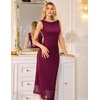 image:imageHomRain Bodycon Ruched Summer Wedding Guest Dresses for Women Sleeveless Midi Sparkly Mesh Dress Sexy Tight Cocktail DressBurgundy