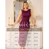 image:imageHomRain Bodycon Ruched Summer Wedding Guest Dresses for Women Sleeveless Midi Sparkly Mesh Dress Sexy Tight Cocktail DressBurgundy
