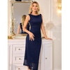 image:imageHomRain Bodycon Ruched Summer Wedding Guest Dresses for Women Sleeveless Midi Sparkly Mesh Dress Sexy Tight Cocktail DressNavy
