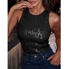 image:imageHomRain Sequin Tanks Tops for Women Summer Slim Fit Sexy Disco Top Sleeveless Crewneck Sparkly Club Outfits BlouseBlack