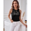 image:imageHomRain Sequin Tanks Tops for Women Summer Slim Fit Sexy Disco Top Sleeveless Crewneck Sparkly Club Outfits BlouseBlack