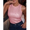 image:imageHomRain Sequin Tanks Tops for Women Summer Slim Fit Sexy Disco Top Sleeveless Crewneck Sparkly Club Outfits BlouseBlush