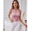 image:imageHomRain Sequin Tanks Tops for Women Summer Slim Fit Sexy Disco Top Sleeveless Crewneck Sparkly Club Outfits BlouseBlush