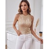 image:imageHomRain Sequin Tanks Tops for Women Summer Slim Fit Sexy Disco Top Sleeveless Crewneck Sparkly Club Outfits BlouseChampagne