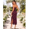 image:imageHomRain Summer Midi Wedding Guest Dress for Women Floral Formal Cocktail Dress Strapless Vacation Beach DressesBurgundy