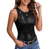 image:imageHomRain Sequin Tanks Tops for Women Summer Slim Fit Sexy Disco Top Sleeveless Crewneck Sparkly Club Outfits BlouseBlack