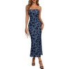 image:imageHomRain Summer Midi Wedding Guest Dress for Women Floral Formal Cocktail Dress Strapless Vacation Beach DressesGreyblue