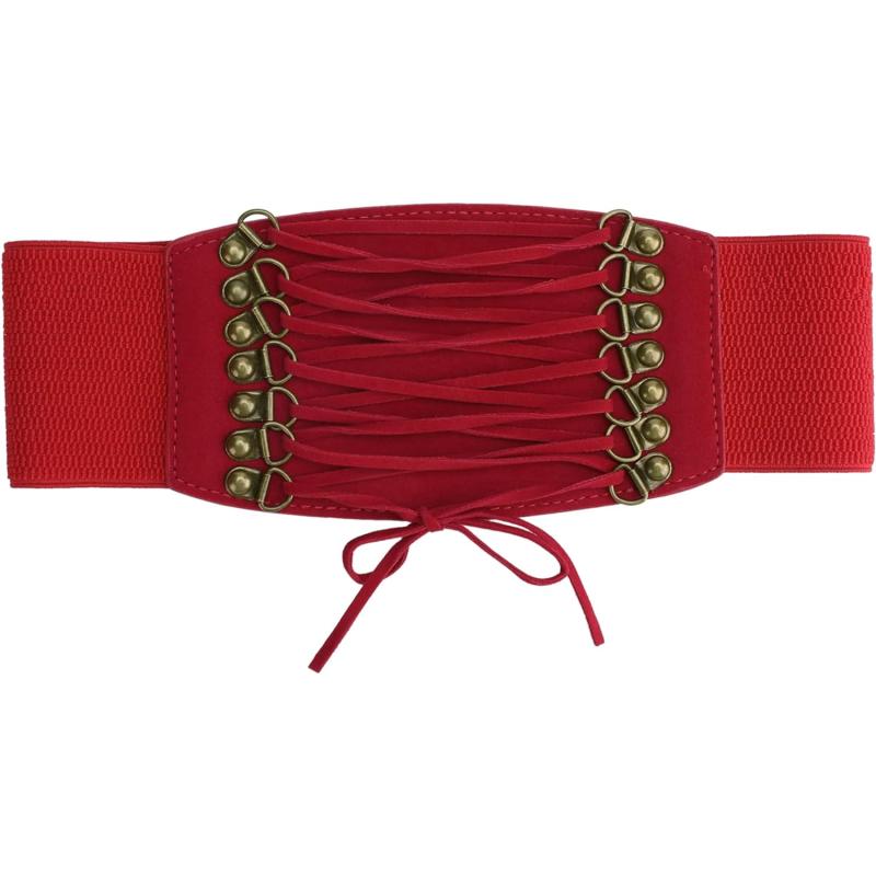 Allegra K Rope Decor Elastic Band Press Stud Button Closure 3" Width Waist Belt